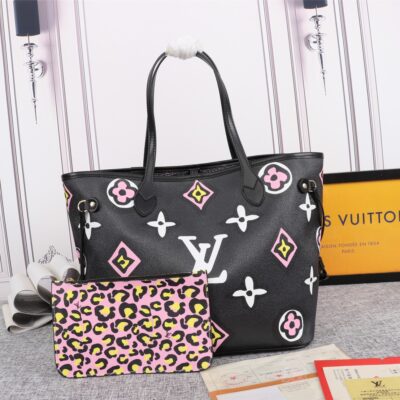 Replica Louis Vuitton Aaa-Neverfull Mm Tote Bag Black/White M45818